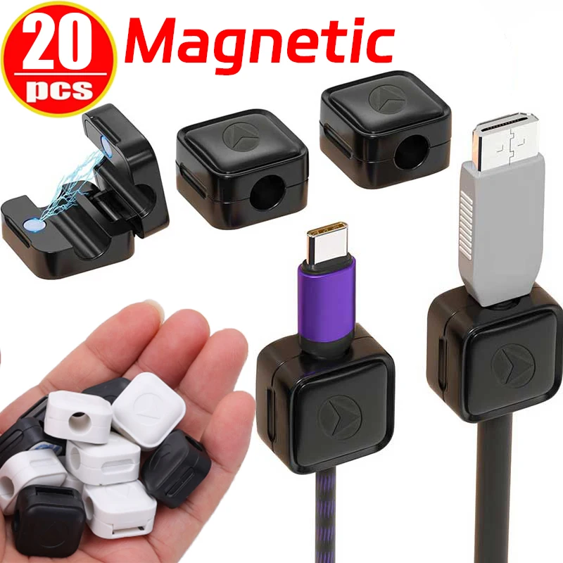 20-1 Pak Magnetische Kabel Clips Verstelbare Koord Houder Zelfklevende Draadhouder Houder Organisator Voor Thuis Kantoor Bureau Telefoon Auto Muur