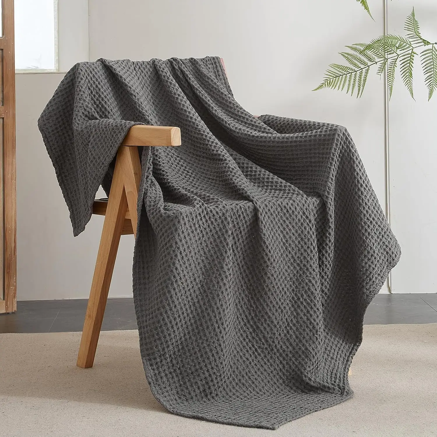 

Ультрамягкое одеяло вафельного плетения 50 "X 60" - стираное легкое дышащее уютное тканое одеяло для кровати - эстетический декор