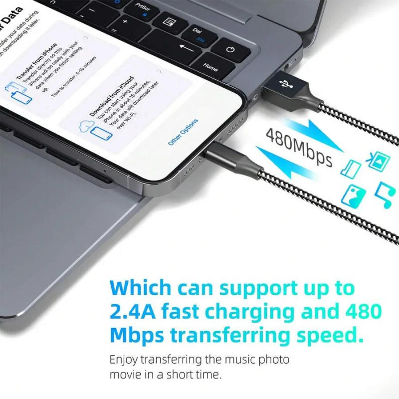 شاحن معتمد 3 عبوات 5 أقدام كابل لايتنينج طويل شحن سريع عالي السرعة مزامنة البيانات كابل USB متوافق مع Apple 14/13/12/11 Pro M #5