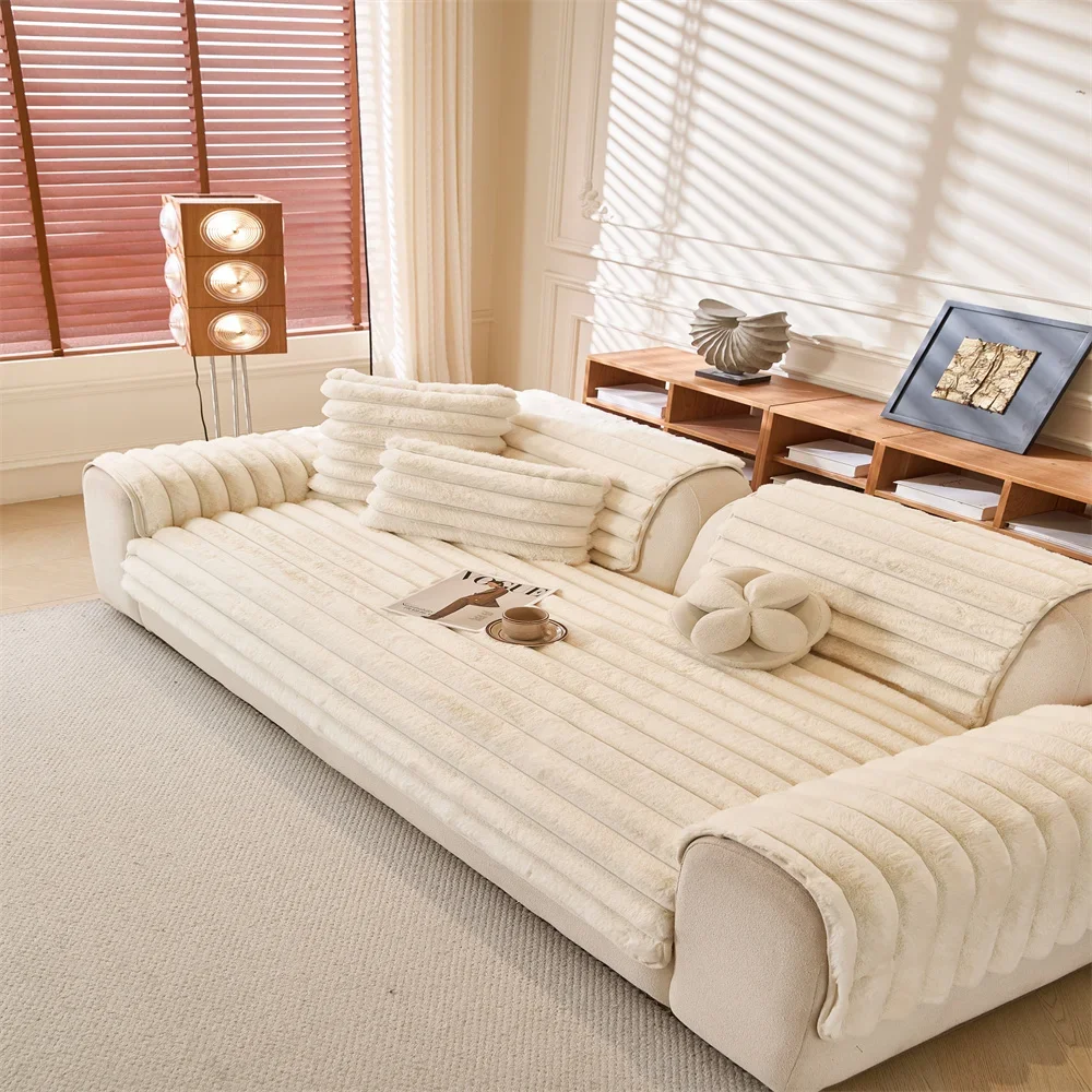 2026 New Autumn and Winter Thickened Light Luxury Non-slip Anti-cat Scratch Non-stick Wool Sofa Cushion Cover Back Towel