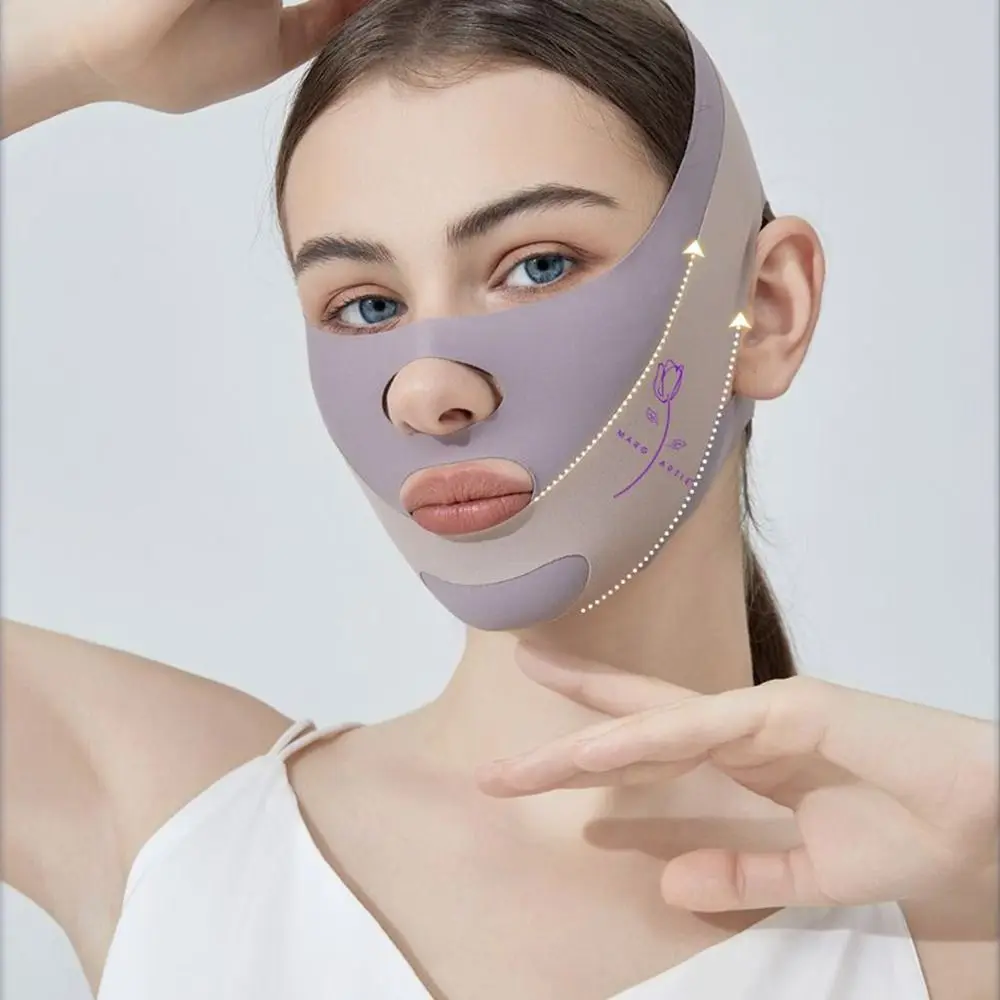 Verstellbare Schlafmaske zur Gesichtsformung, atmungsaktiv, kühlend, Gesichtsstraffung, Straffungsgürtel, wiederverwendbare V-förmige V-Linien-Formmaske
