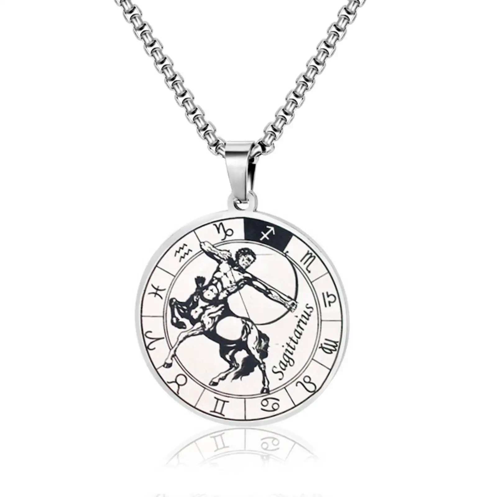 12 علامات زودياك الأبراج قلادة القلائد للنساء الرجال الفولاذ المقاوم للصدأ مجوهرات هدية عيد ميلاد #5
