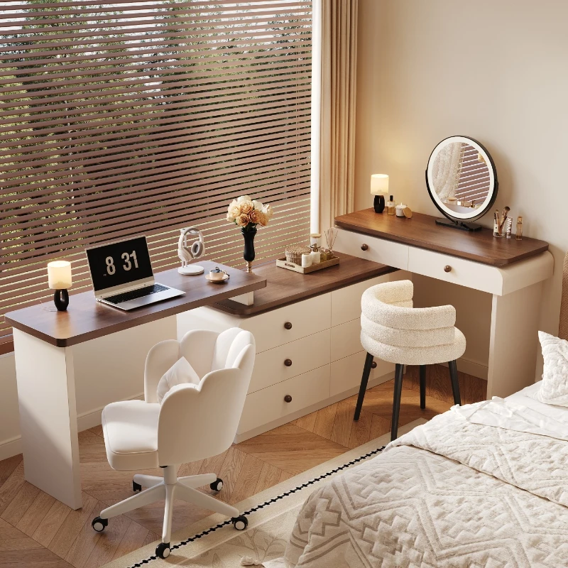 

Solid wood dresser bedroom modern simple end of bed corner makeup table chest integrated desk computer table two-in-one