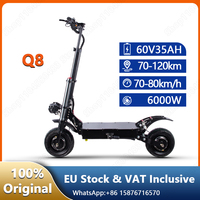 Q8 eScooter 6000W Dual Motor 60V35Ah Battery Electric Scooter Aldult 11-inch Off-road Tires Hydraulic Shock Absorber EScooters