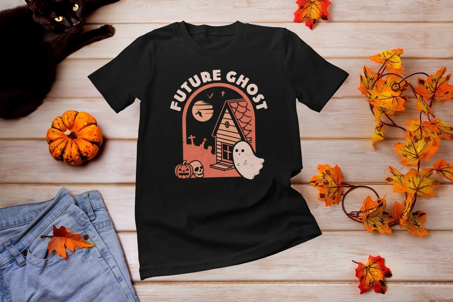 Future GhosT T Shirt Funny Halloween Cute Spooky Season outfit Retro Vintage