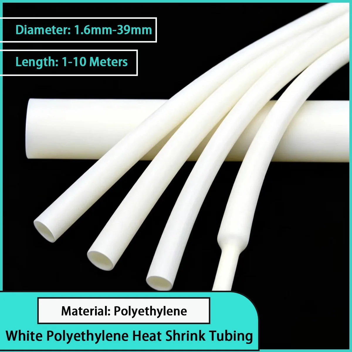 White polyethylene heat shrink tubing with a diameter of 1.6mm-39mm is used for electronic appliances, equipment circuits, etc