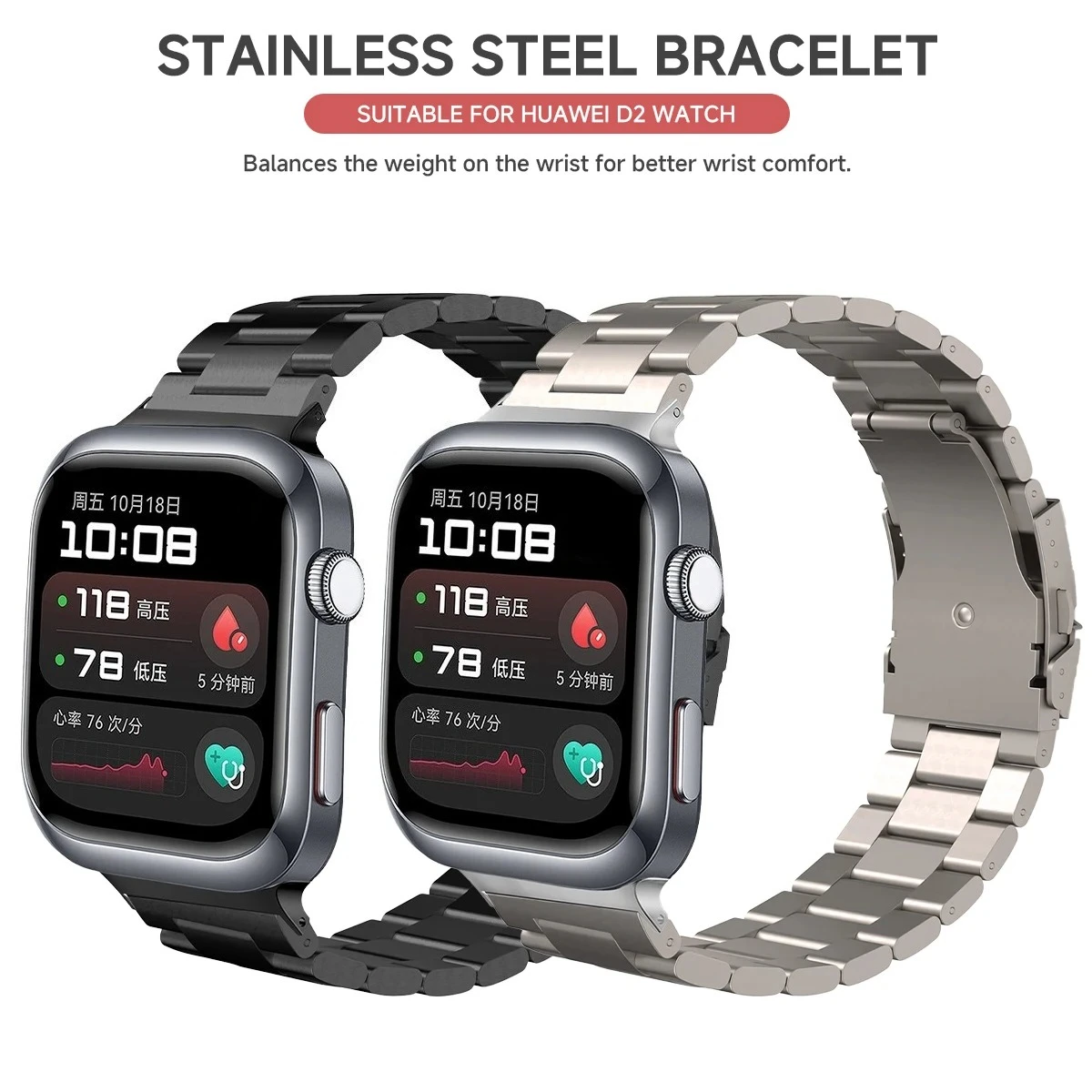 ไทเทเนียมหรูหราสําหรับนาฬิกา Huawei D2 ธุรกิจสายรัดโลหะสําหรับ Huawei Watch D2 ไม่มีช่องว่างสายรัดข้อมืออุปกรณ์เสริม