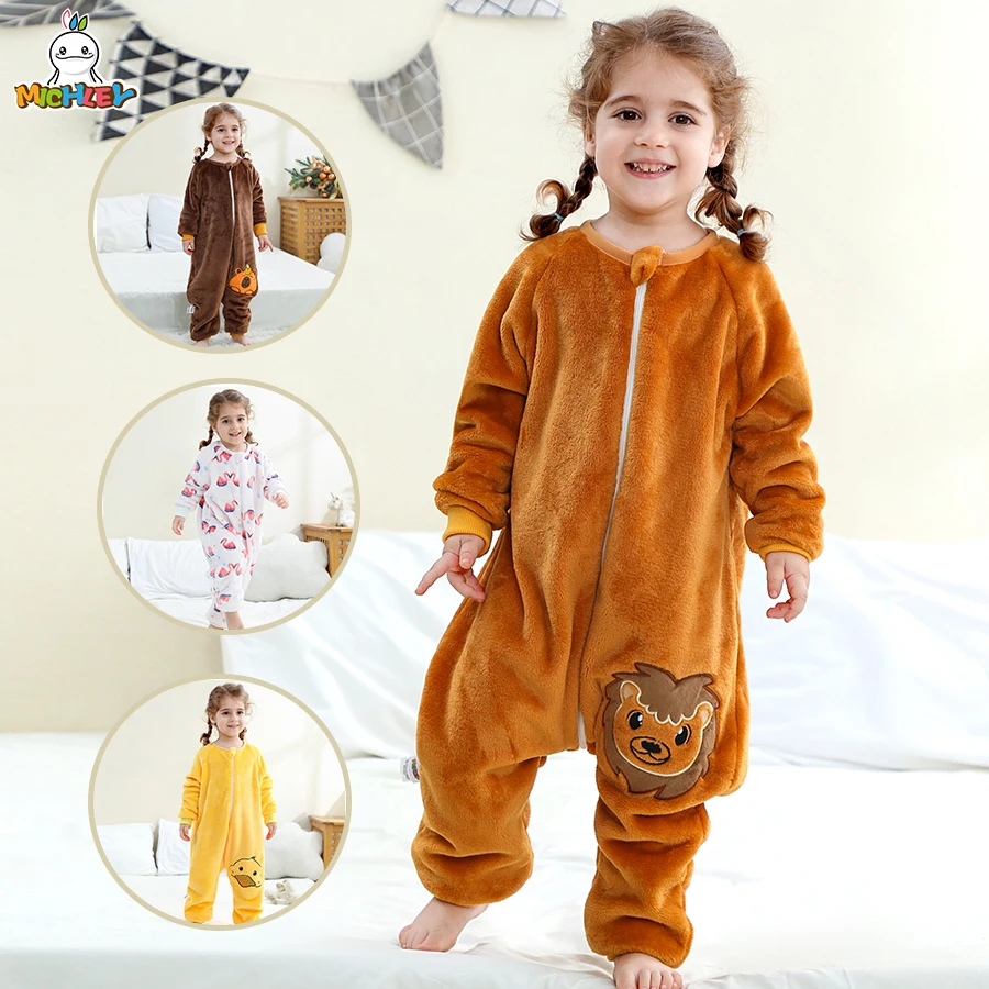 

Детский спальный мешок MICHLEY Carnaval Lion из фланели, с длинными рукавами, зимняя одежда для малышей, пижама для мальчиков.