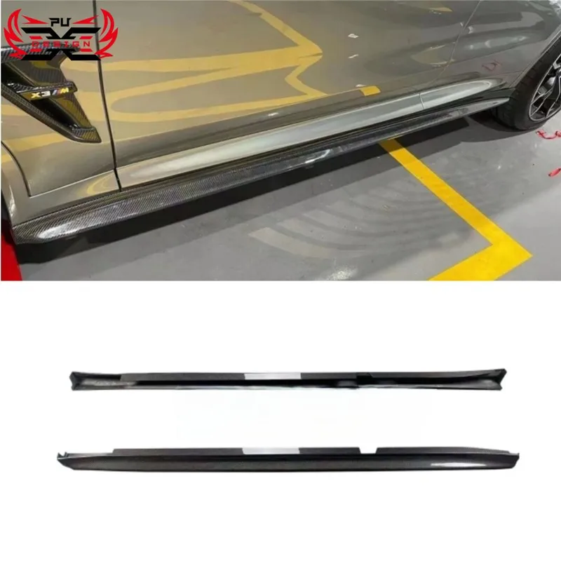 For BMW X3M F97 X4M F98 2019-2021 Carbon Fiber 3D Style Car Side Skirts Body Kits Side Skirts Apron Car Styling Extenstions Lip