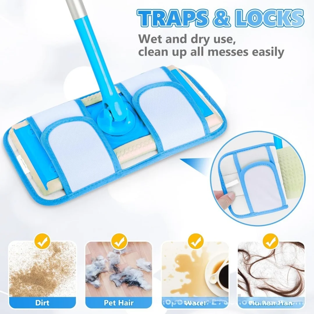 

Reusable Microfiber Mop Pads, Wet/Dry Use Washable Mop Refills for Flat Spray Mop, Home Floor Cleaning