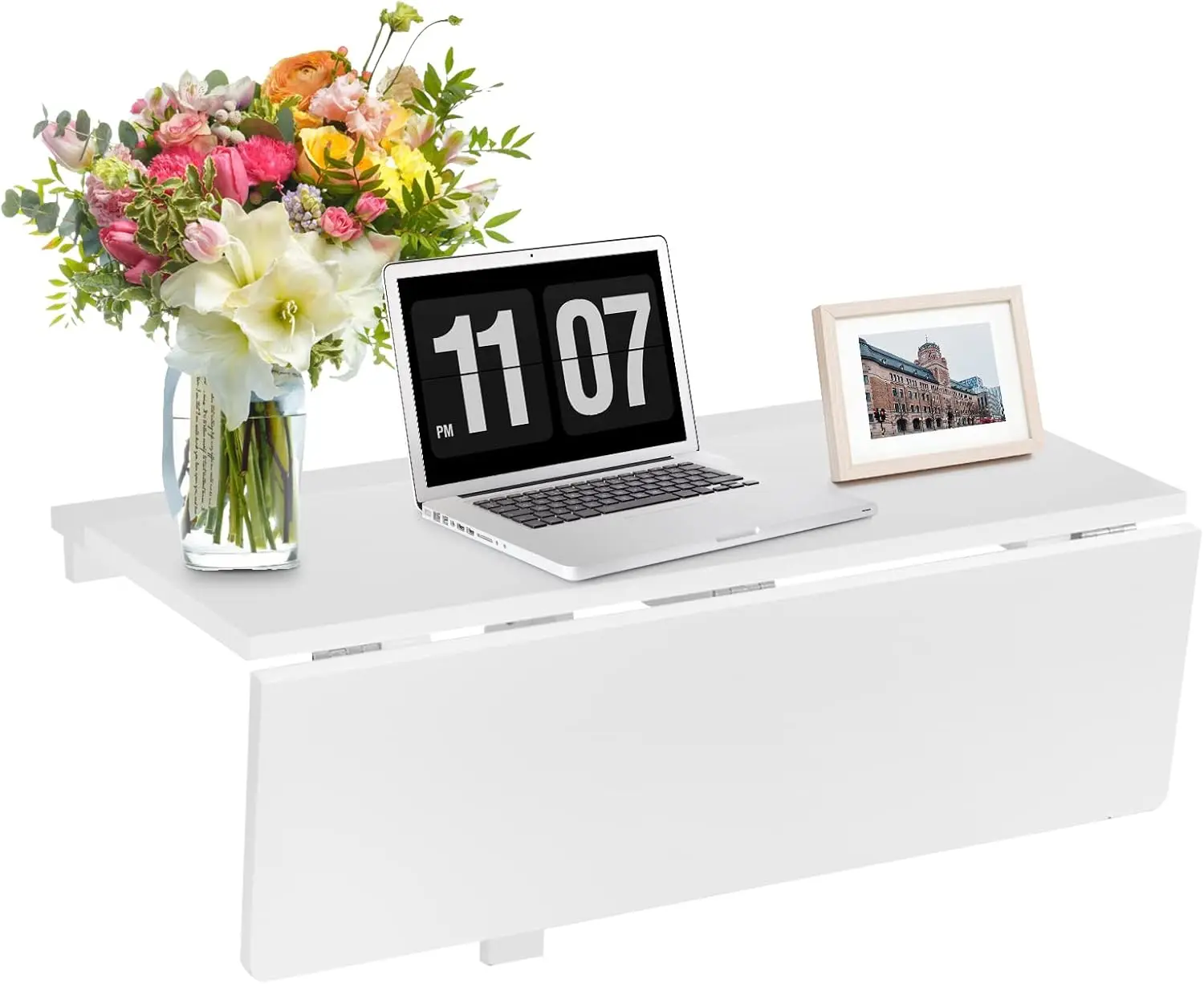 

Wall Mounted Folding Table, 31.5' x 23.5' Drop-Leaf Floating Writing Desk for Small Spaces, Space-Saving Fold Down Laptop