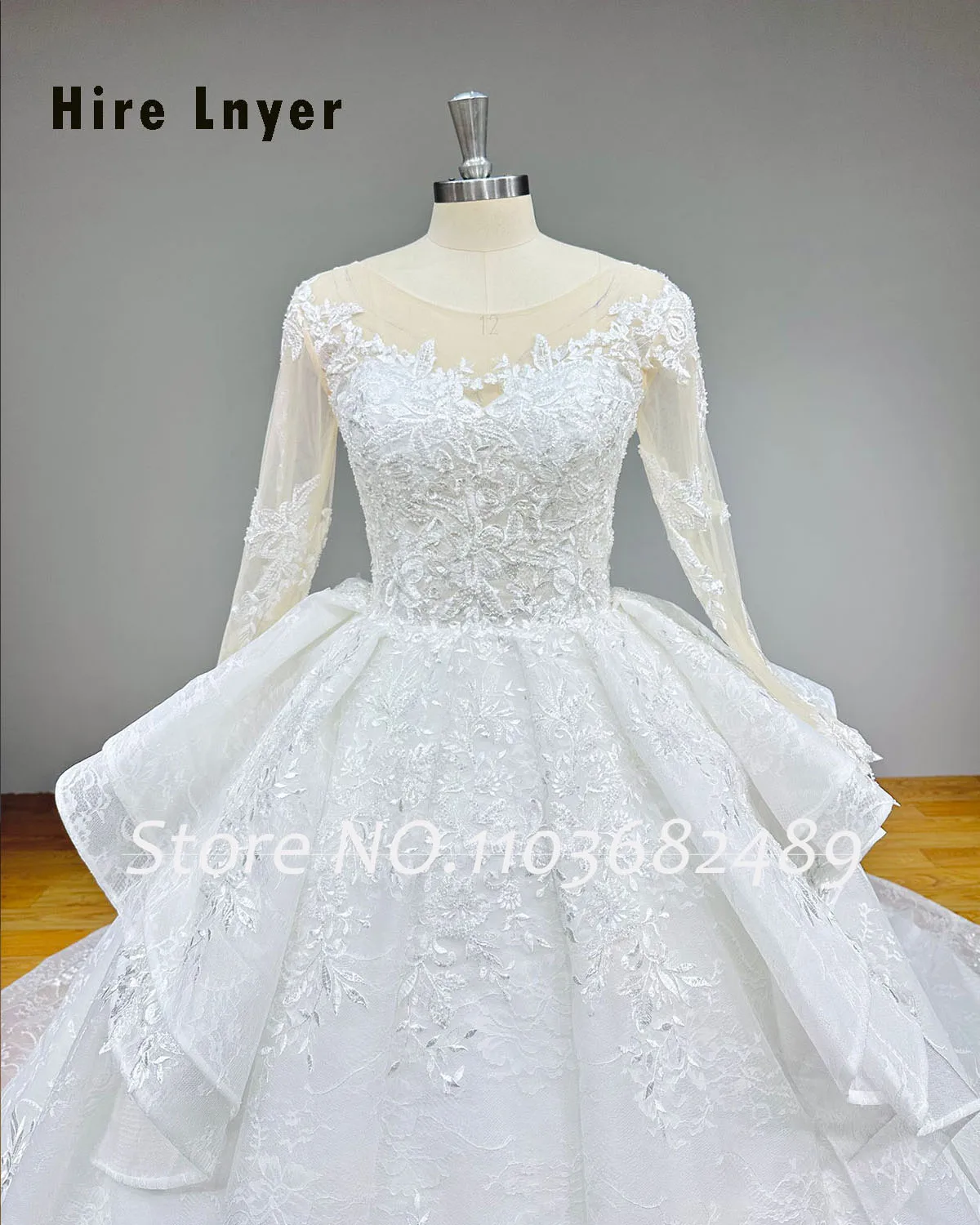 Trouwjurk Beading Lace Ball Gown Wedding Dresses Long Sleeve Gorgeous Vestidos De Novia Lace Up Back Vintage Bridal Gowns