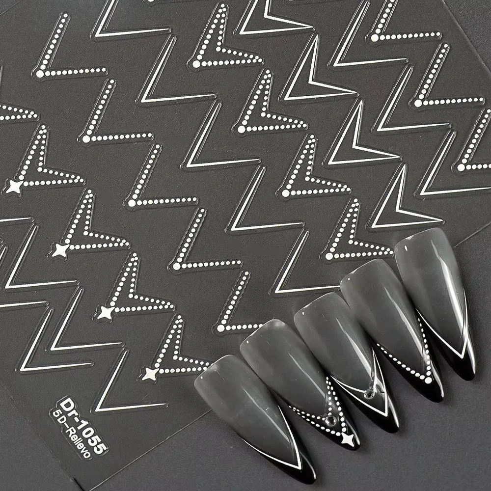 幾何学的なラインスターネイルステッカー 5D エンボスネイルアートデコレーションステッカー女性のための DIY マニキュア自己粘着装飾デカール