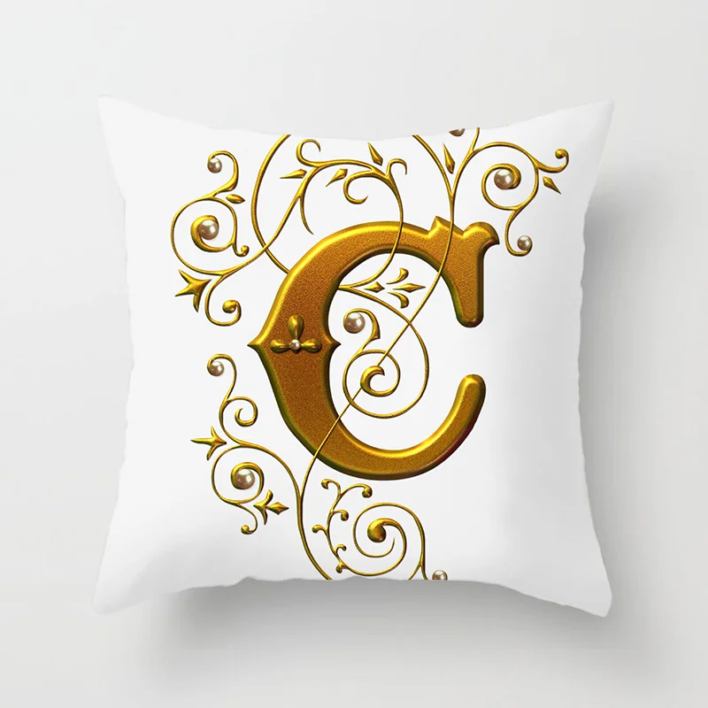 Simple Creative Gold Letter Printing Pattern Cushion Cover Home Living Room Sofa Decoration Pillow   45X45CM