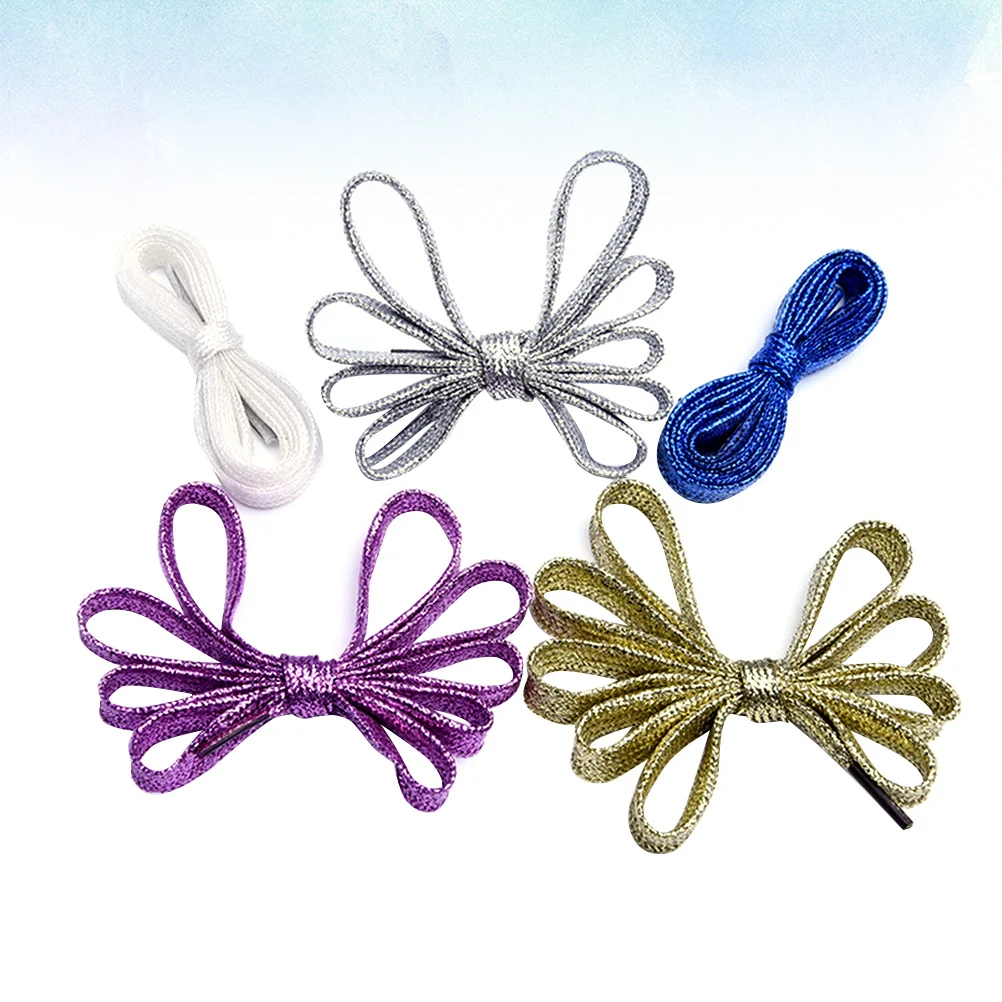 

5 пар блестящих шнурков из металлической проволоки, двойные утолщенные яркие шнурки для кроссовок, парусиновая обувь, аксессуары для обуви для вечеринок