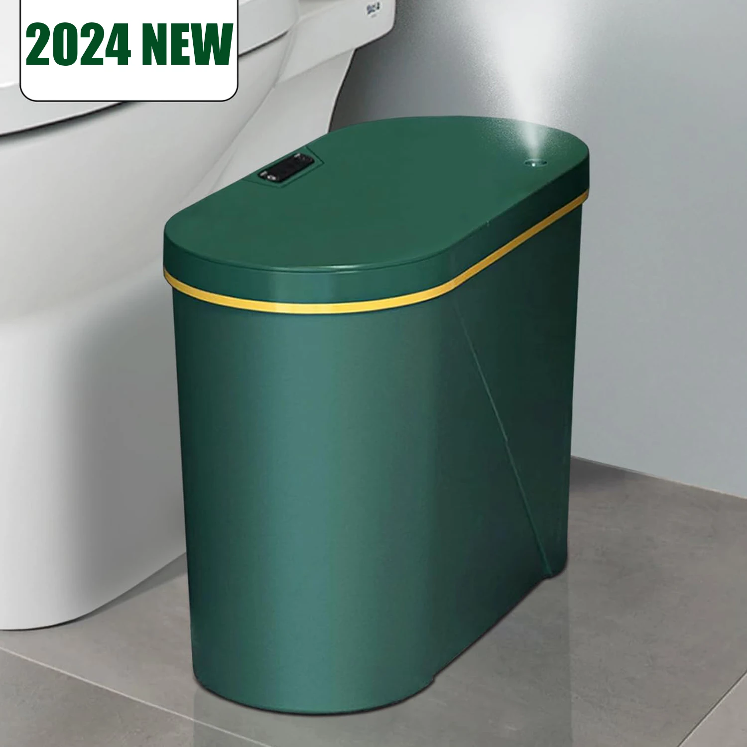 Bathroom Trash Can with Lid-Sensor Trash Bin,Automatic Narrow Garbage Can,Waterproof Smart Trash  Slim Motion Sensor Waste Bins