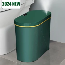 Bathroom Trash Can with Lid-Sensor Trash Bin,Automatic Narrow Garbage Can,Waterproof Smart Trash  Slim Motion Sensor Waste Bins