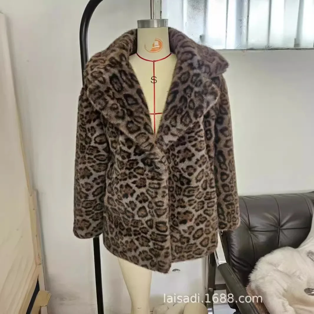 Jackets for Women Leopard Casual Vintage Turn-Down Collar Full Sleeve Coats 2024 New Fashion Thicken Warm Female Jacket