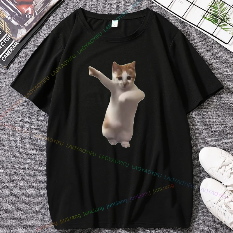 القط ميمي متعة الحيوان القط طبعة جديدة أنيمي بنين الحيوان طباعة قمصان رجالية 100% القطن الملابس الجمالية Y2k الملابس التي شيرت مضحك #1