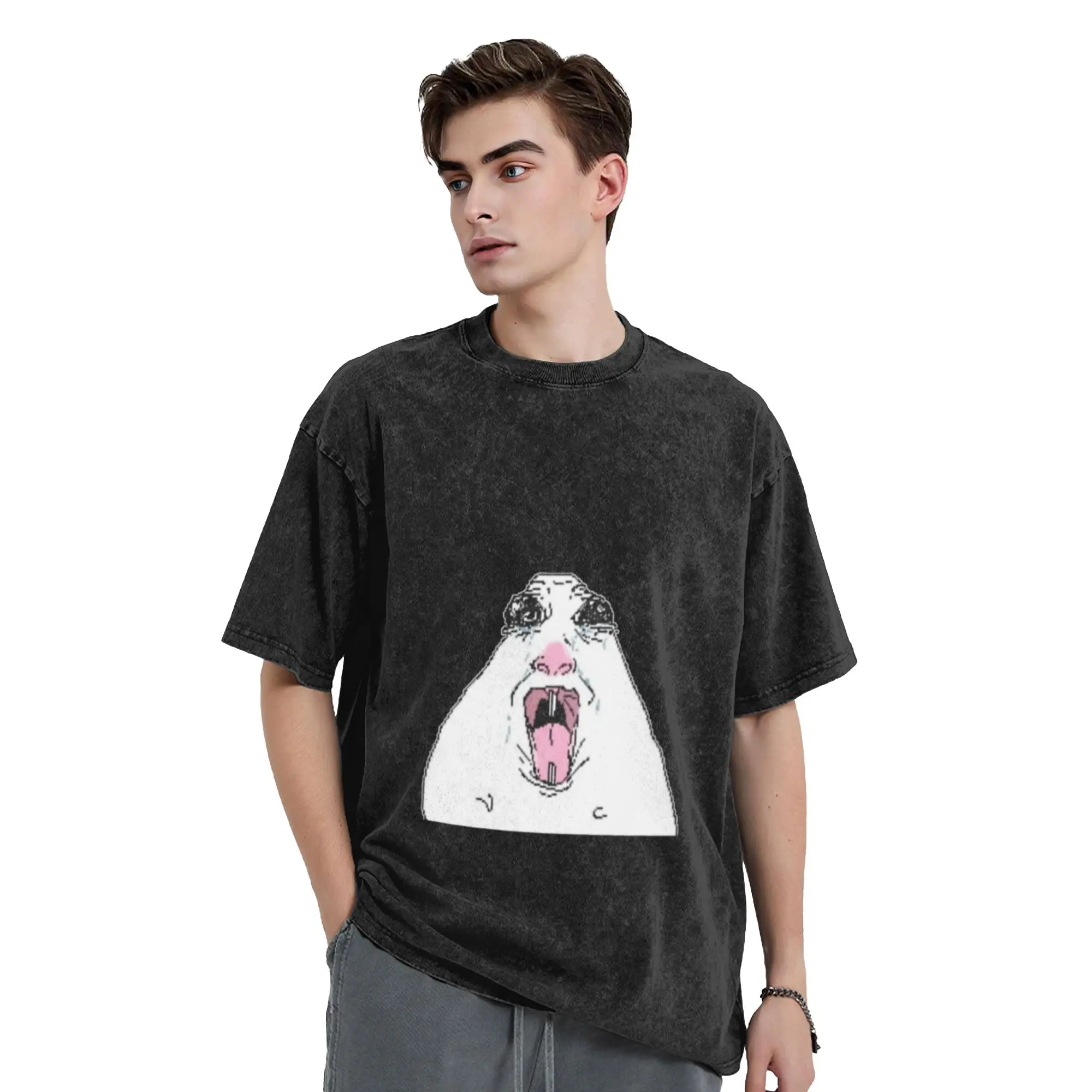 Hamster reaction image Unique Stylish A Vintage Oversized Cotton Unisex T-Shirts