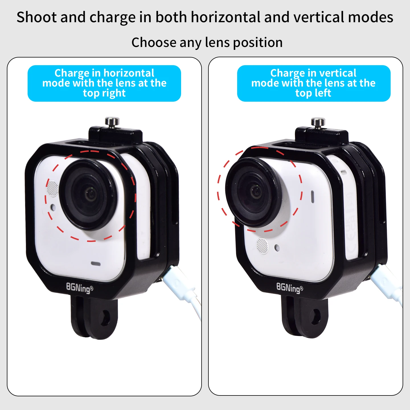 Ladestation für Insta360 Go Ultra Action-Kamera Aluminiumgehäuse Wärmeableitung Typ-C-Anschluss Vlog Motorrad Nonstop-Aufnahme – Detail 8