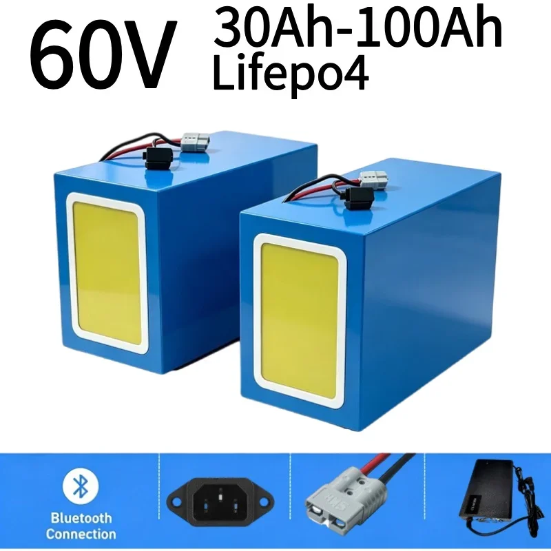  60V 30Ah 50Ah 80Ah 100Ah 20S LiFePO4 Battery Deep Cycle Lithium Battery for Golf Cart Tractor EV High Capacity