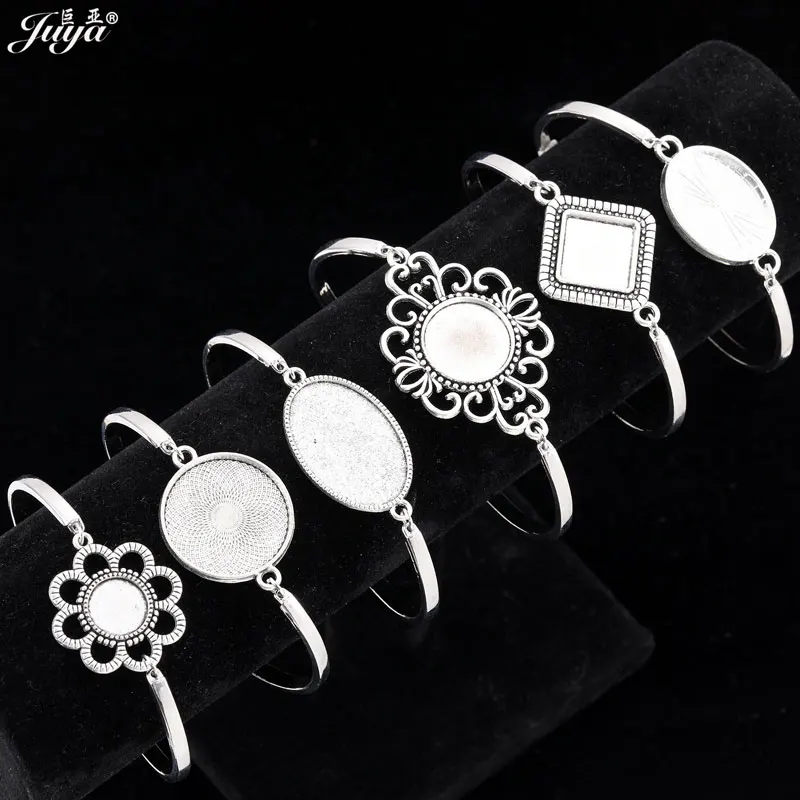 4 sztuk/partia bransoletka Cabochon podstawa bransoletka ustawienie pusta taca na komponenty do wyrobu biżuterii DIY kobiety bransoletki dostarcza akcesoria