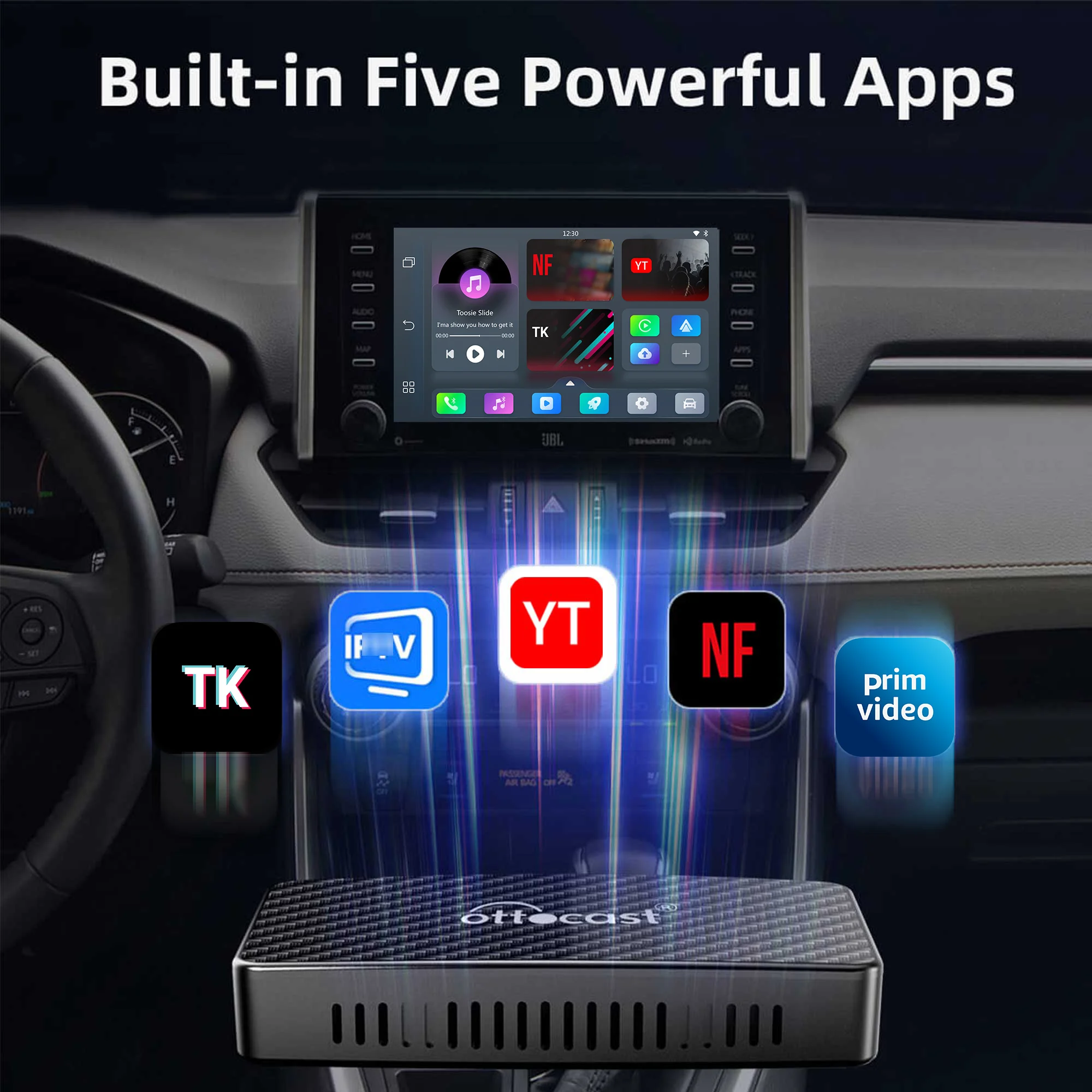 OTTOCAST Play2Video Pro Wireless CarPlay Android Auto Adapter USB TV Stick for Youtuber for NetFlix 2025 New Car Accessories