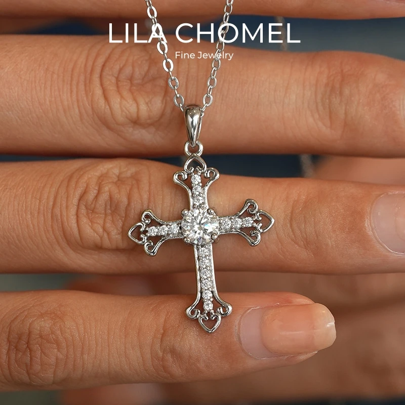 

Женщины День Благодарения 18 К Белое Золото Девушка День Рождения 0,5 карата Муассанит Алмазный Крест Подвеска Мужчины PT950 Семейный Рождественский Подарок Ожерелья