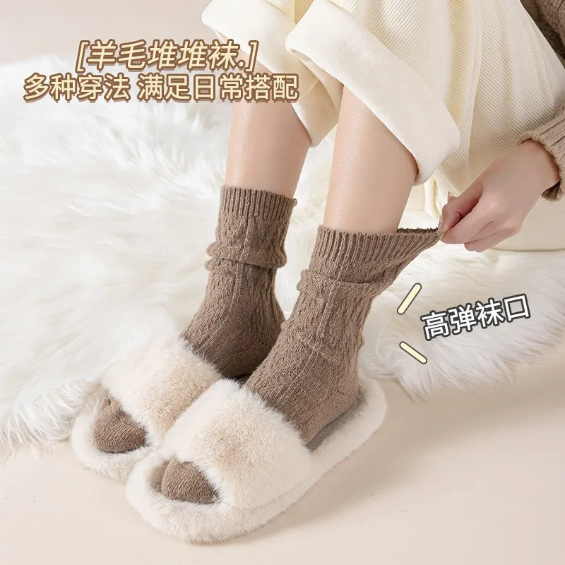 Neue Winter Kaschmir Wolle Frauen Socken Casual Japanische Mode Einfarbig Dicker Lange Socke Mädchen Thermische Warme Crew Socke – Detail 14