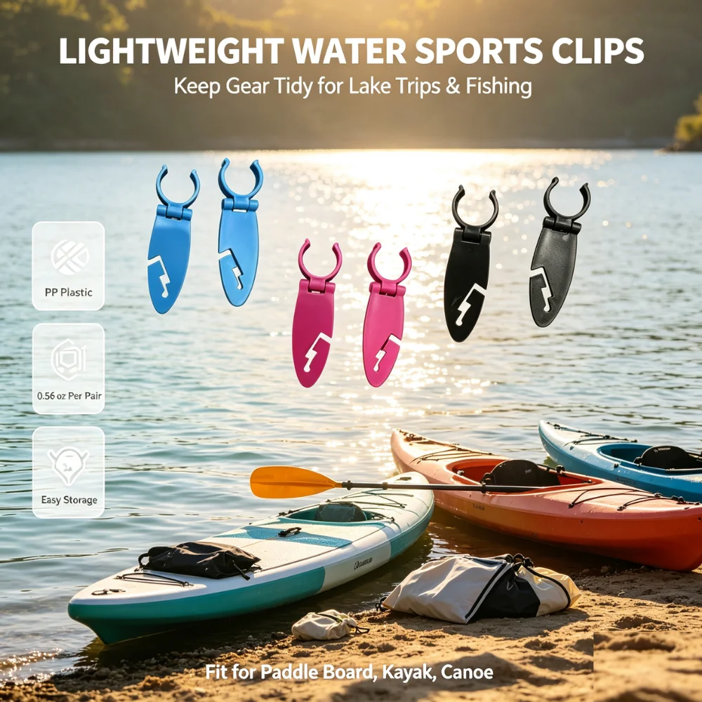 2PCS Paddle Fixing Clips Portable SUP Paddle Holder Clamp Secure Gear Storage For Paddle Board Kayak Water Sports