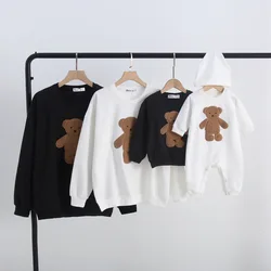 Spring  Autumn Family Matching  Sweater  Cartoon Bear Father Son Mother Daughter Long-sleeved Shirt Baby Birthday Clothes