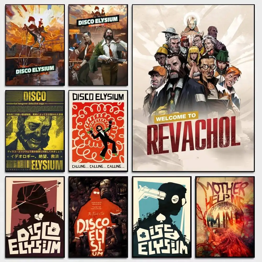 D-Disco-Elysium Philosophical-RPG Vintage Posters Sticky Whitepaper Prints Posters Artwork Posters Wall Stickers