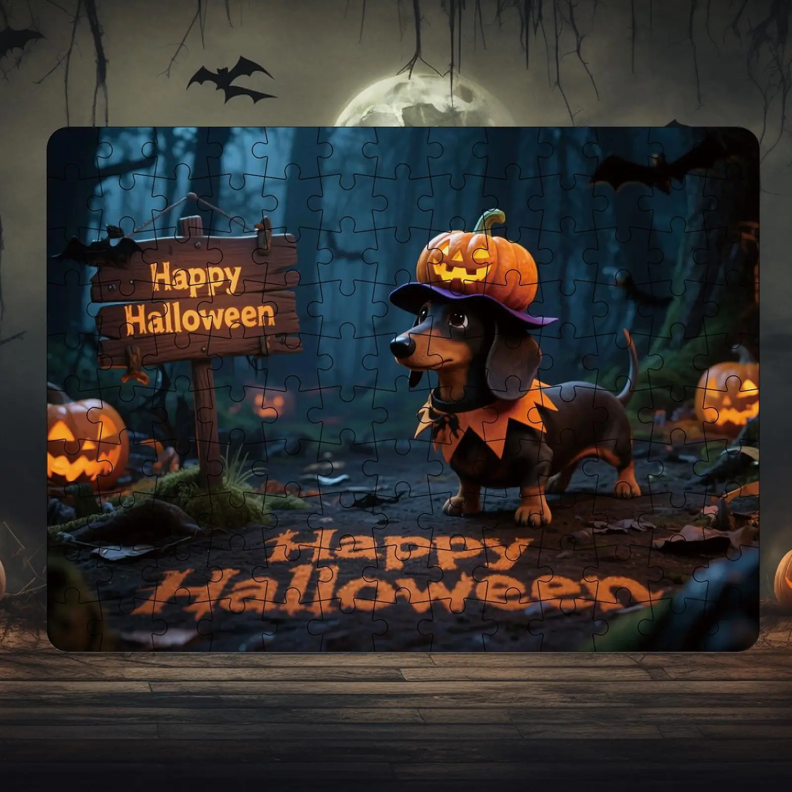 Puzzle Halloweenowe 130 Elementów Puzzle z Dynią i Zwierzętami Zabawna Gra na Halloween Dekoracje Świąteczne Aktywności dla Dzieci i Dorosłych