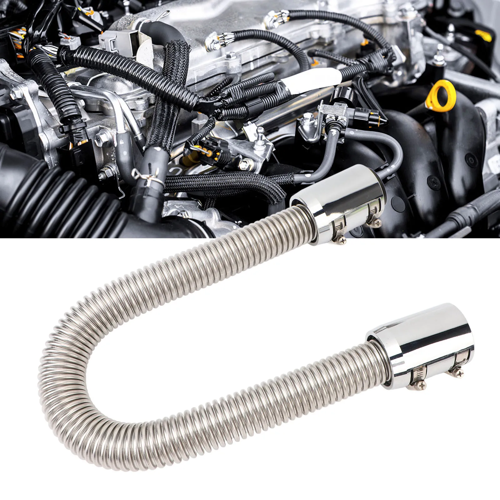 Radiator Hose 24in Stainless Steel Efficient Cooling Radiator Coolant Hose Kit for 1‑1/4in 1‑1/2in 1‑3/4in 1‑5/8in Radiator Neck