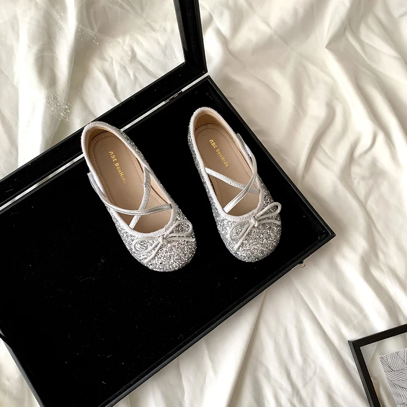 Girls' Shoes 2026 New Spring Children's Bow Crystal Shiny Princess Shoes Soft Bottom Comfortable Baby Shoes view 4