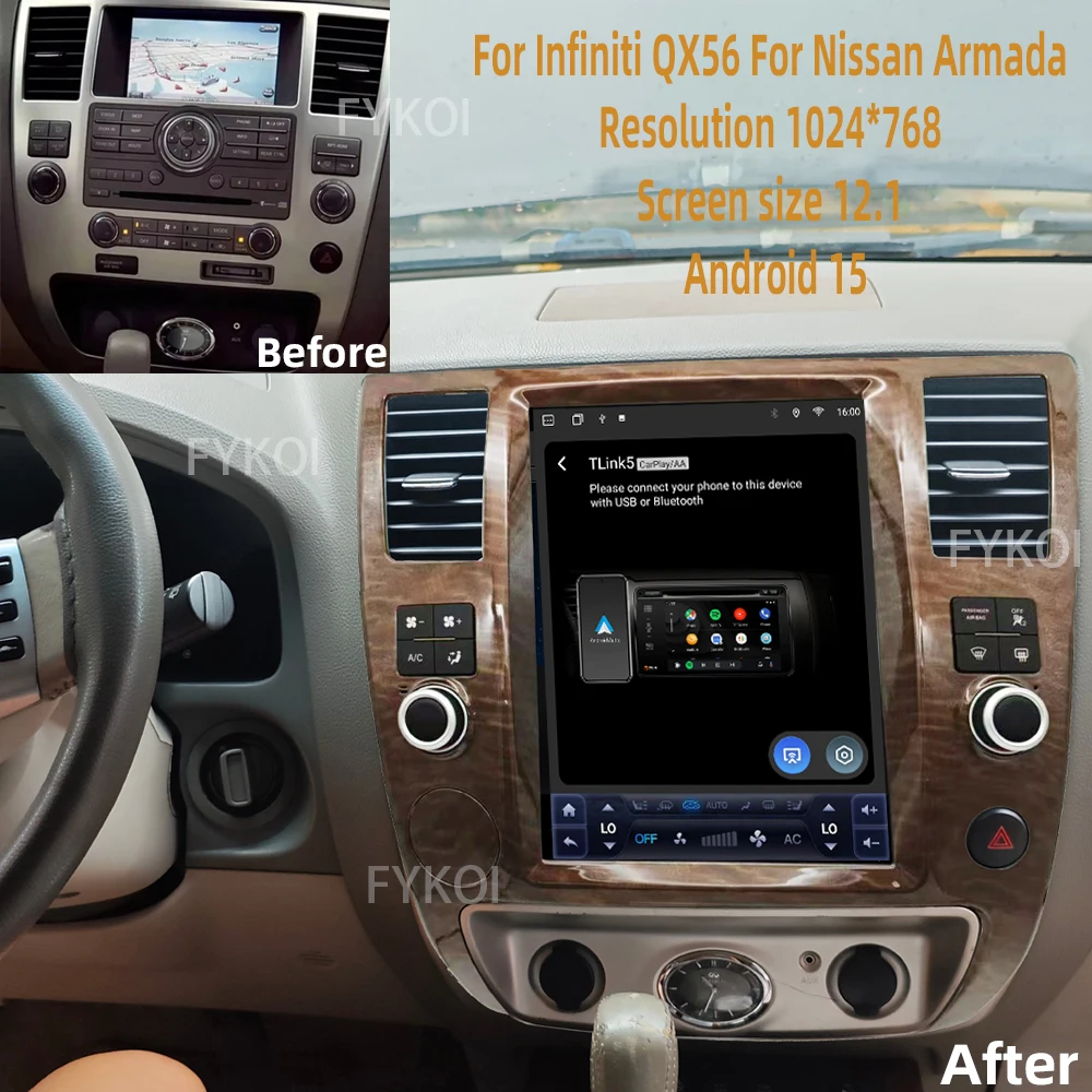Car Radio Carplay Android 15 12.1