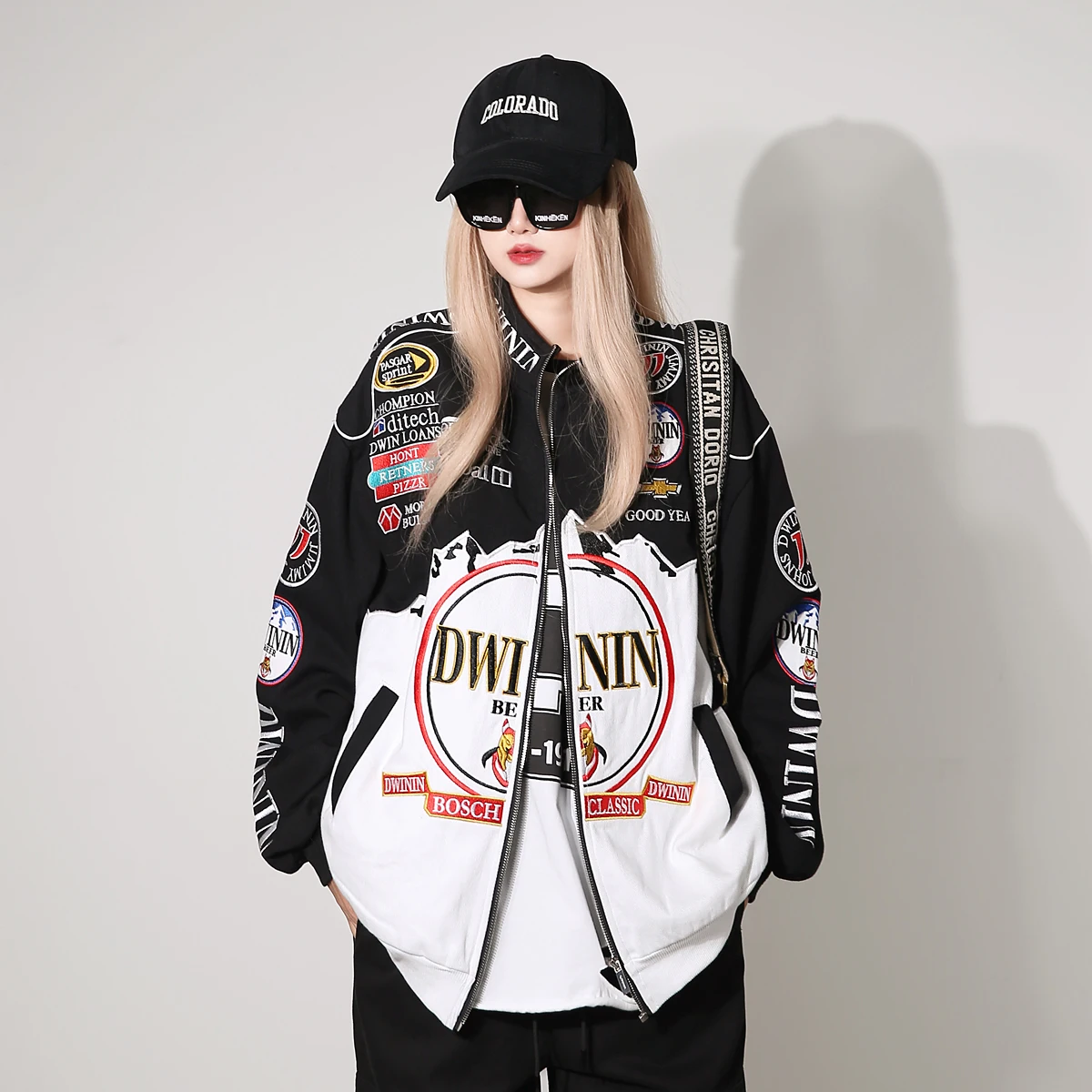 

American Sle Baseball Jaet Women's Spring Autumn Faionable Cotton Long Sve Zipper Closure Loose Fit Outerwear