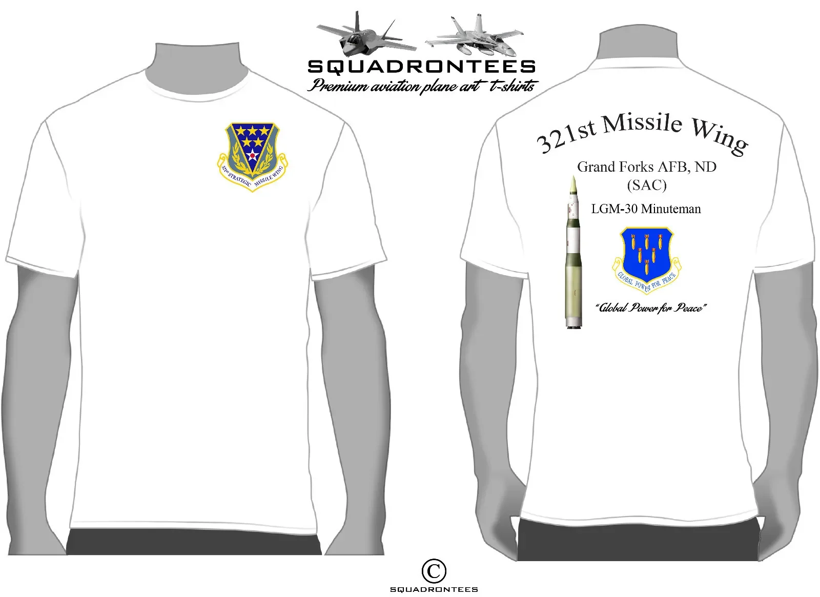 321st Missile Wing SMW Squadron Camiseta Produto licenciado USAF
