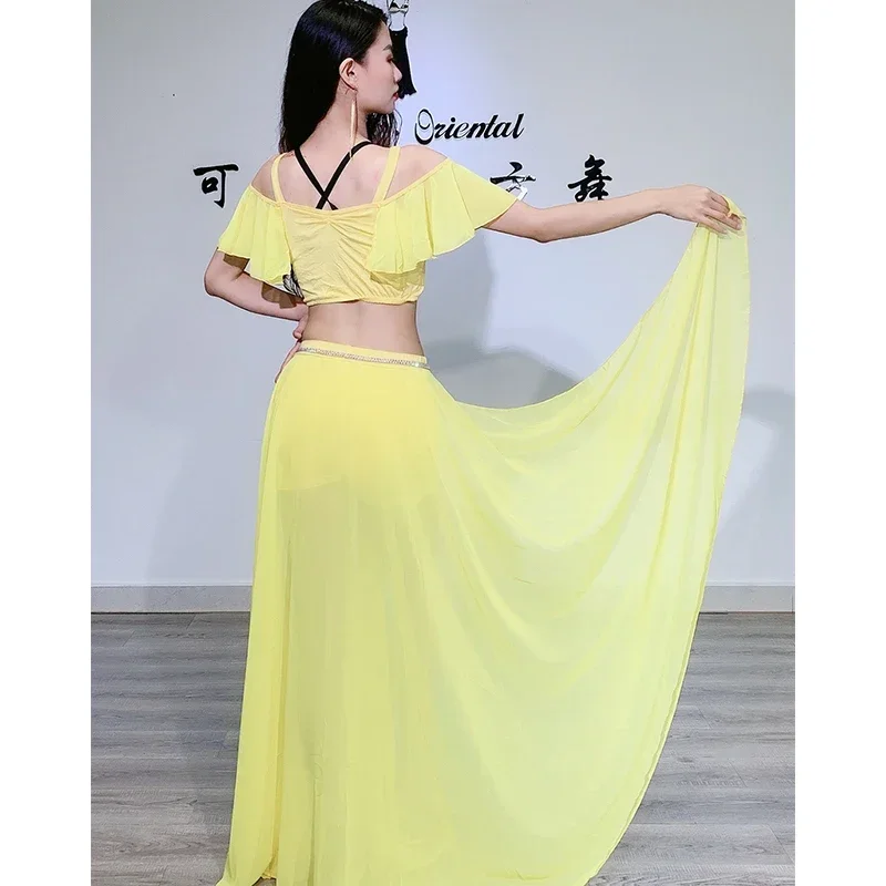 

Professional Women Belly Dance Costume Set Oriental Cabaret Dancer Outfit Adult Egyptian Practice Wear Performance Top Skirt