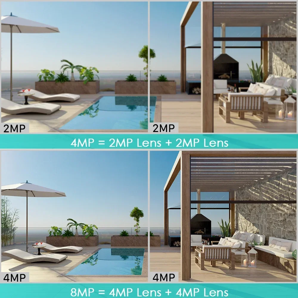 4K 8MP Dual Lens Wifi PTZ IP Camera Outdoor Color Night Vision 8X Zoom Wireless Home CCTV Security Surveillance Camera ICsee 4MP