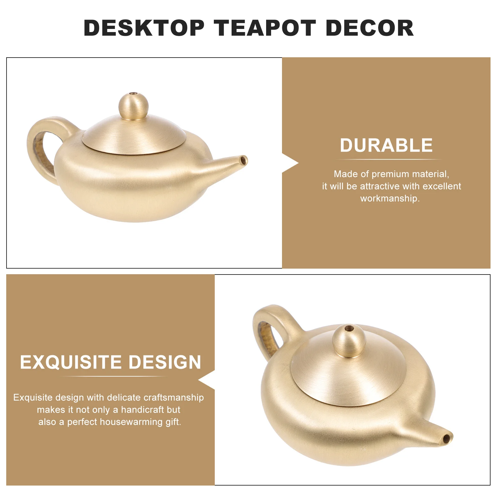 

Copper Craft Teapot Ornament Retro Mini Copper Teapot Desktop Decor Creative Tabletop Adornment Home Ornament Office Decoration