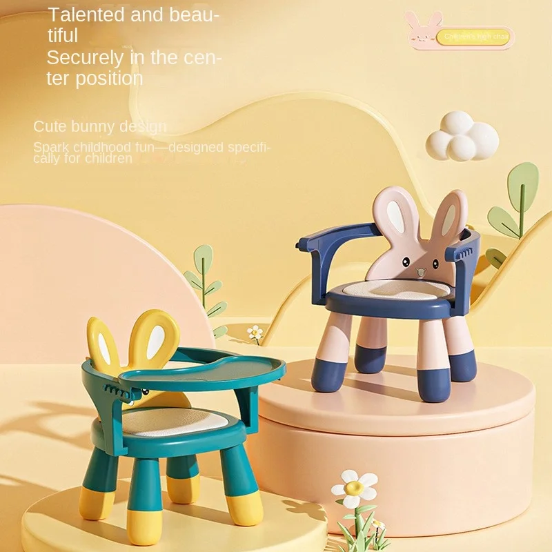 LazyChild Baby Stool With Backrest Household Plastic Cute Cartoon Low Dining Chair For Kids