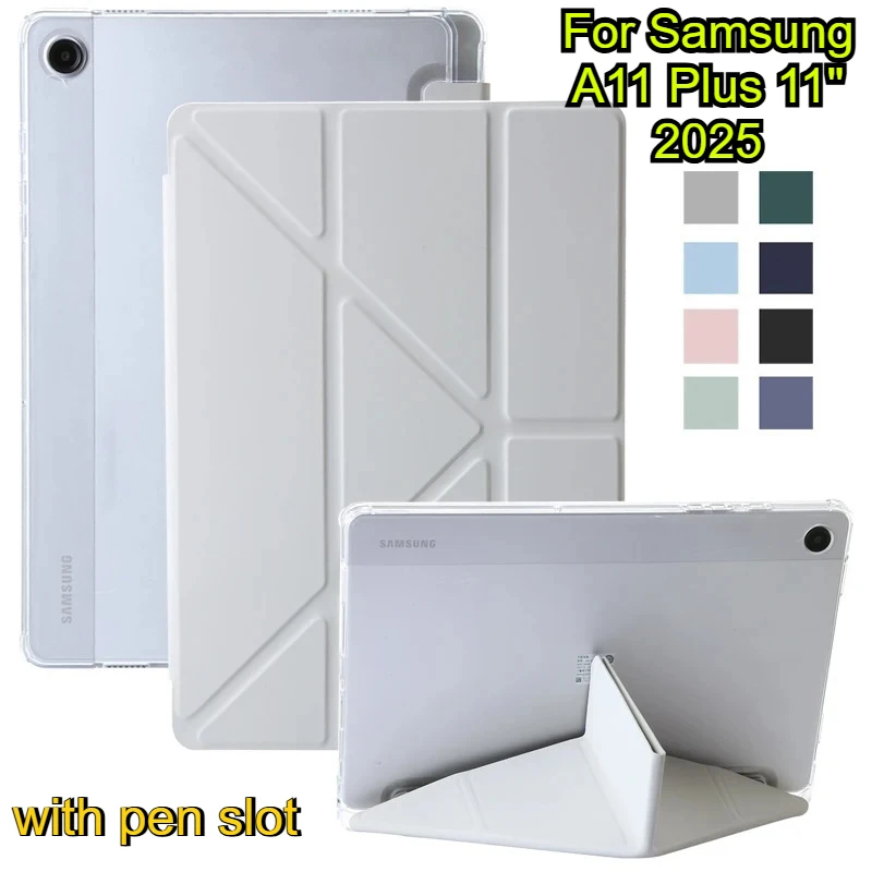 

Новый HD акриловый прозрачный чехол для планшета с подставкой для Samsung Galaxy Tab S11 + / A9 Plus 2025 11 дюймов противоударный чехол из искусственной кожи с держателем для ручек