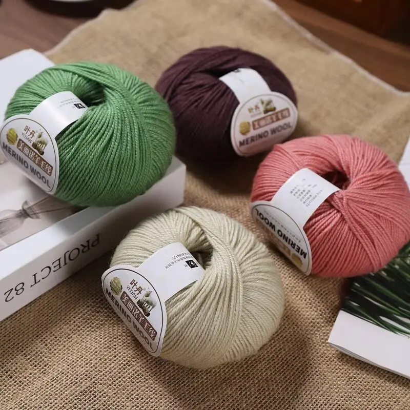 50g/unidad Hilo de lana merino cálida para tejer a mano, lana para ganchillo, para suéter, bufanda, calcetín, gorro, hilo de lana para bolsos y muñecas