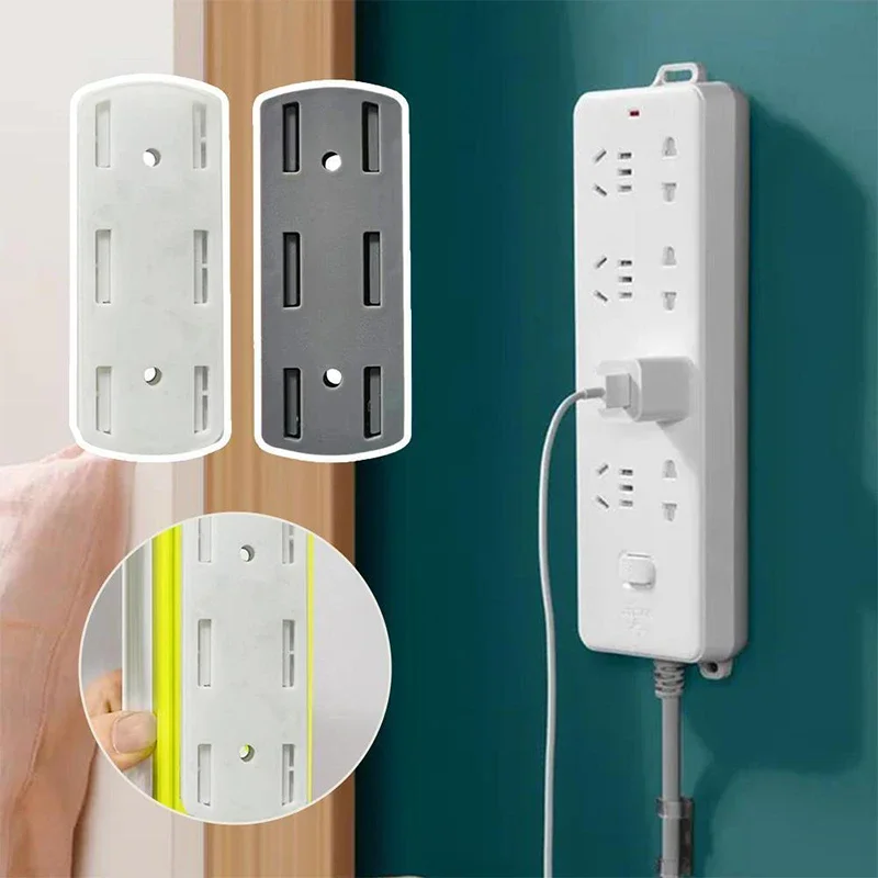 Wall-Mounted Holder Storage Hook Punch-free Plug Racks Extension Sockets Fixer Cable Wire Organizer Seamless Power Strip Holder