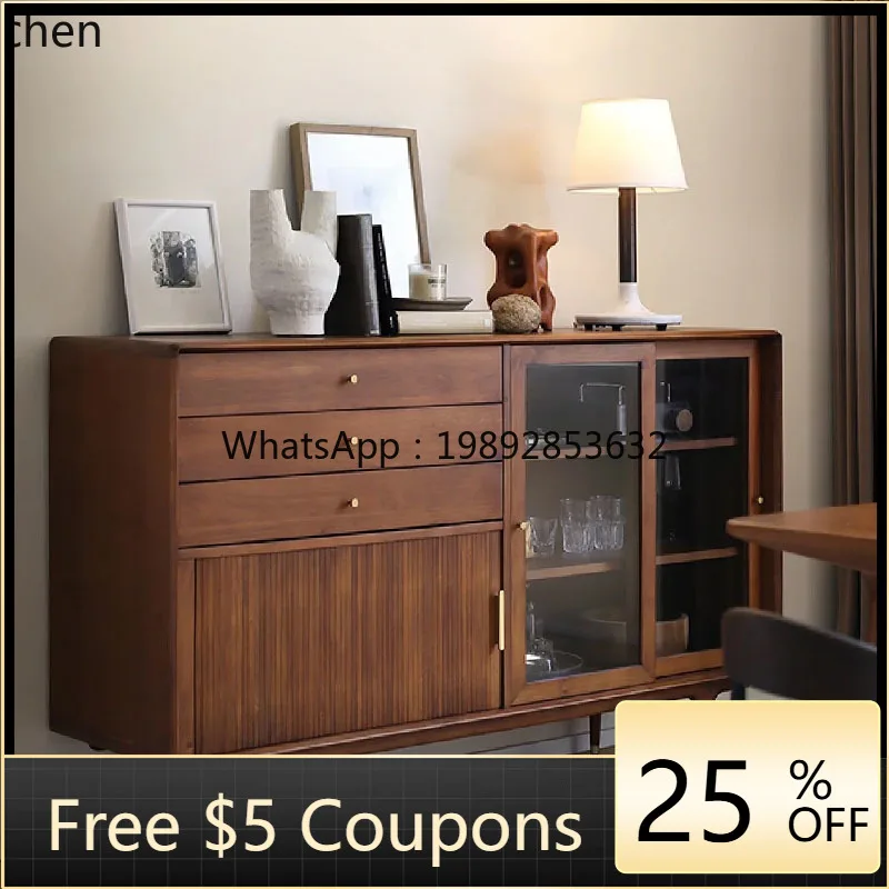 

side cabinet walnut medieval solid wood porch cabinet log TV cabinet teak furniture