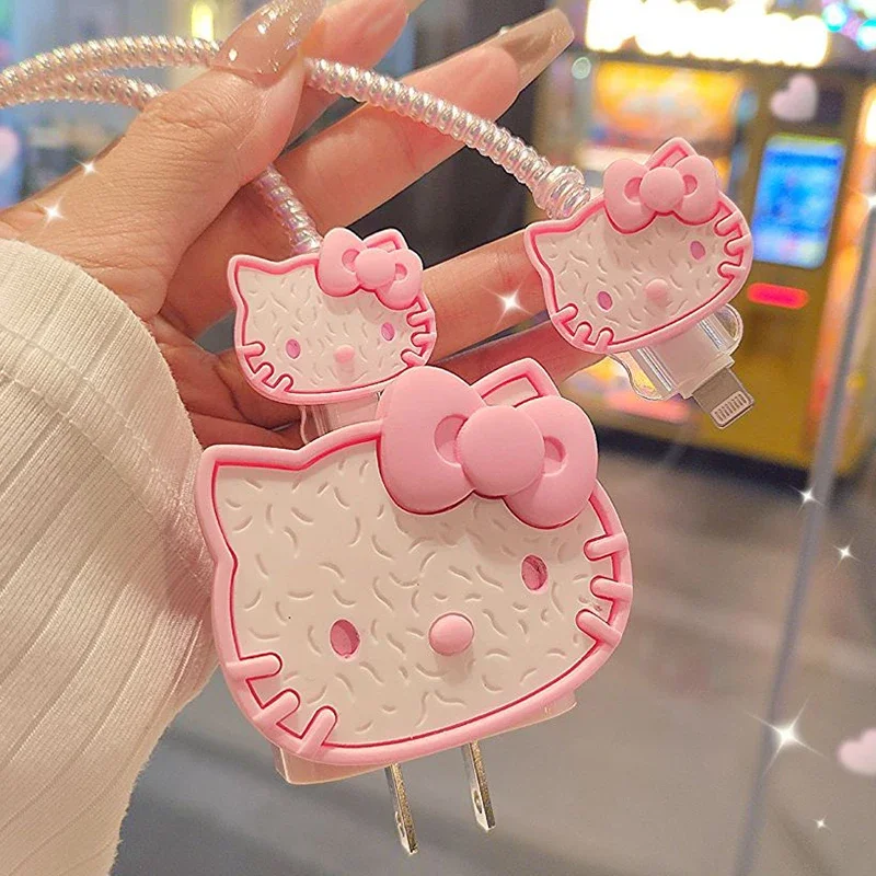 Sanrios Usb Charger Cord Management Anime Hellokittys Kuromi Cinnamoroll Melody 20W 3D Cable Organizer Charging Cable Protector