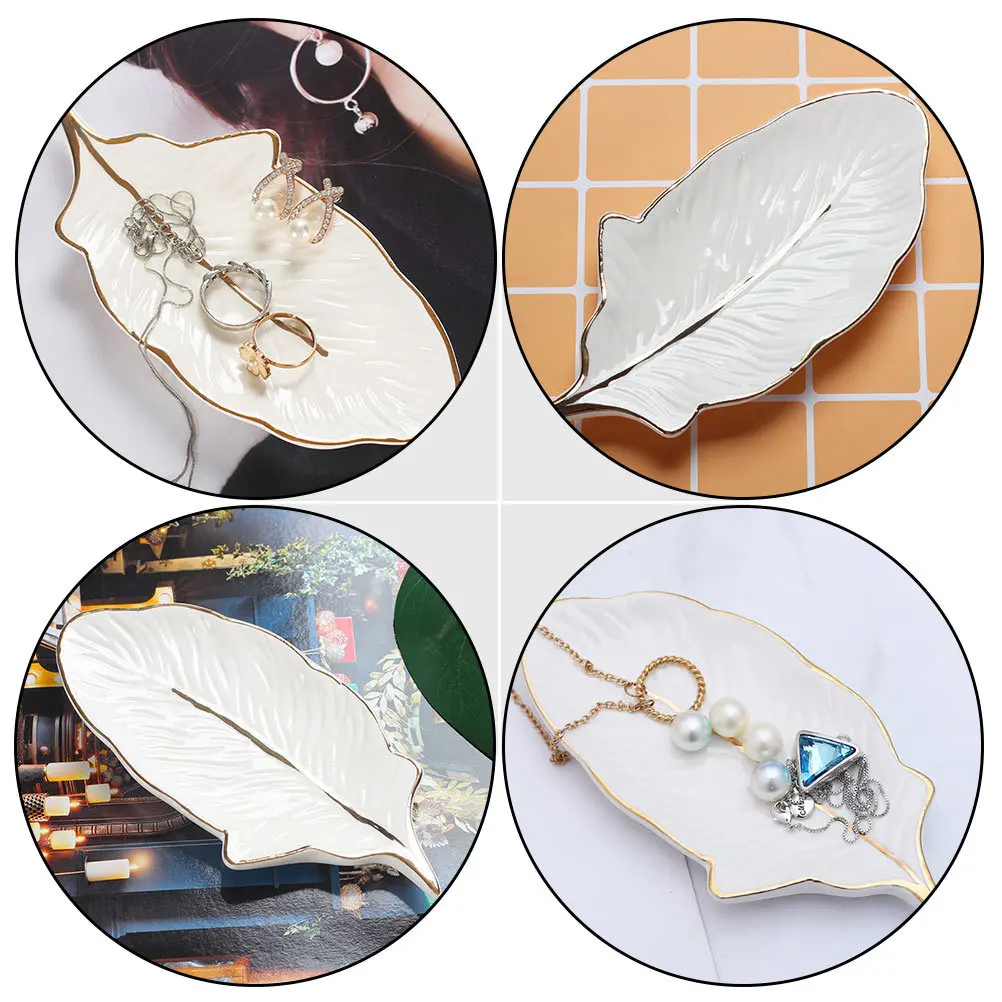 

1 шт. лоток для хранения, керамический прочный настольный органайзер, держатель для ювелирных изделий, косметики, декоративная многофункциональная пластина