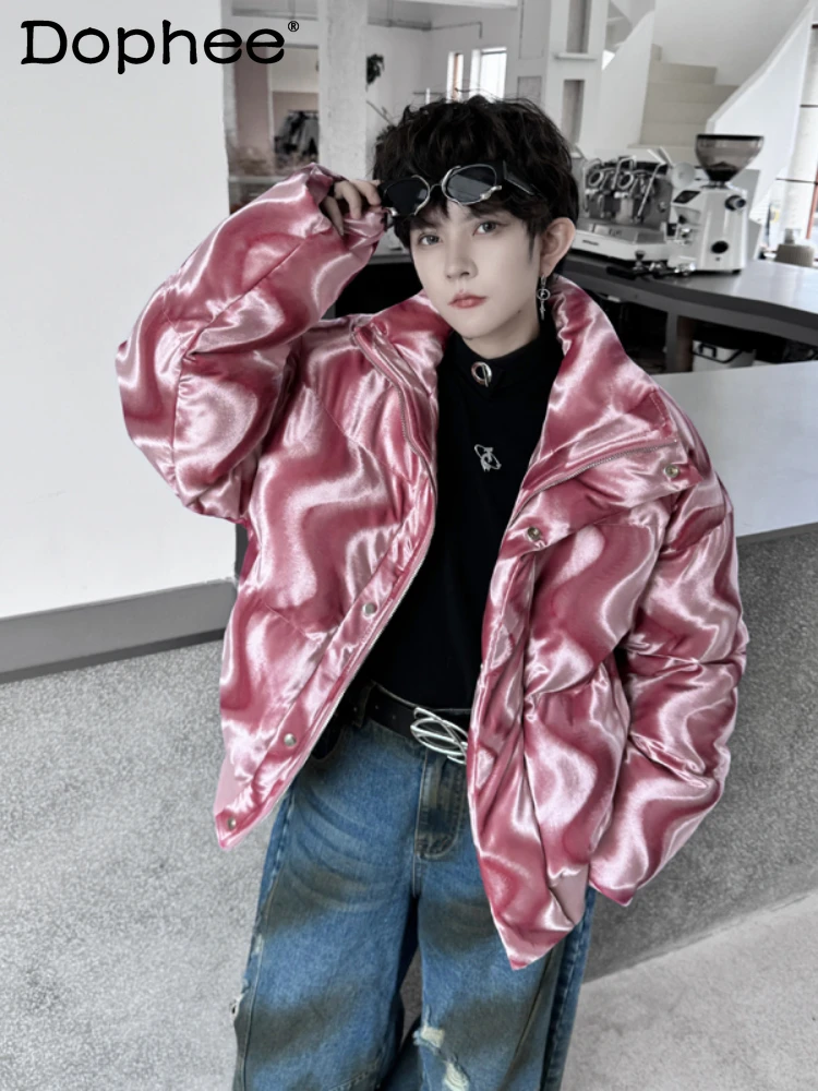 

Men's 2024 Winter Tops High-end Stand Collar Thickened Parkas Men's Handsome Warm Long-sleeve Solid-color Trendy Cotton Jackets